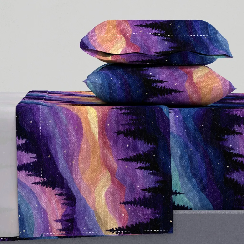 Aurora Through The Mountains Queen Sheet Set - Purple product
