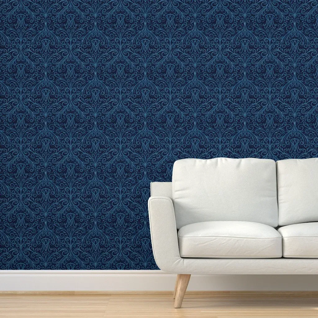 Auspice Damask Peel and Stick Wallpaper - Indigo product