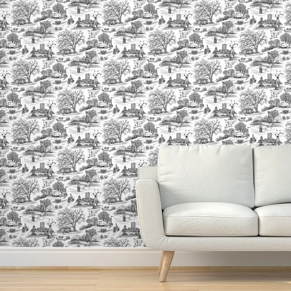 Austin Texas Toile Peel and Stick Wallpaper - White product