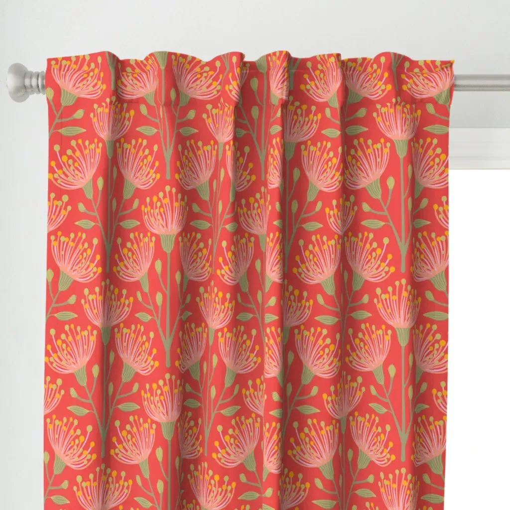 Australian Eucalyptus Curtain Panel - Coral Pink alternate view