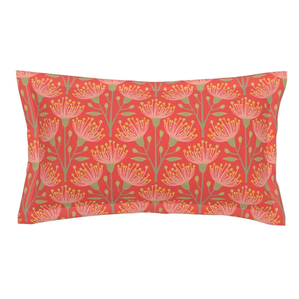 Australian Eucalyptus Floral Botanical King Pillow Sham - Coral Pink product