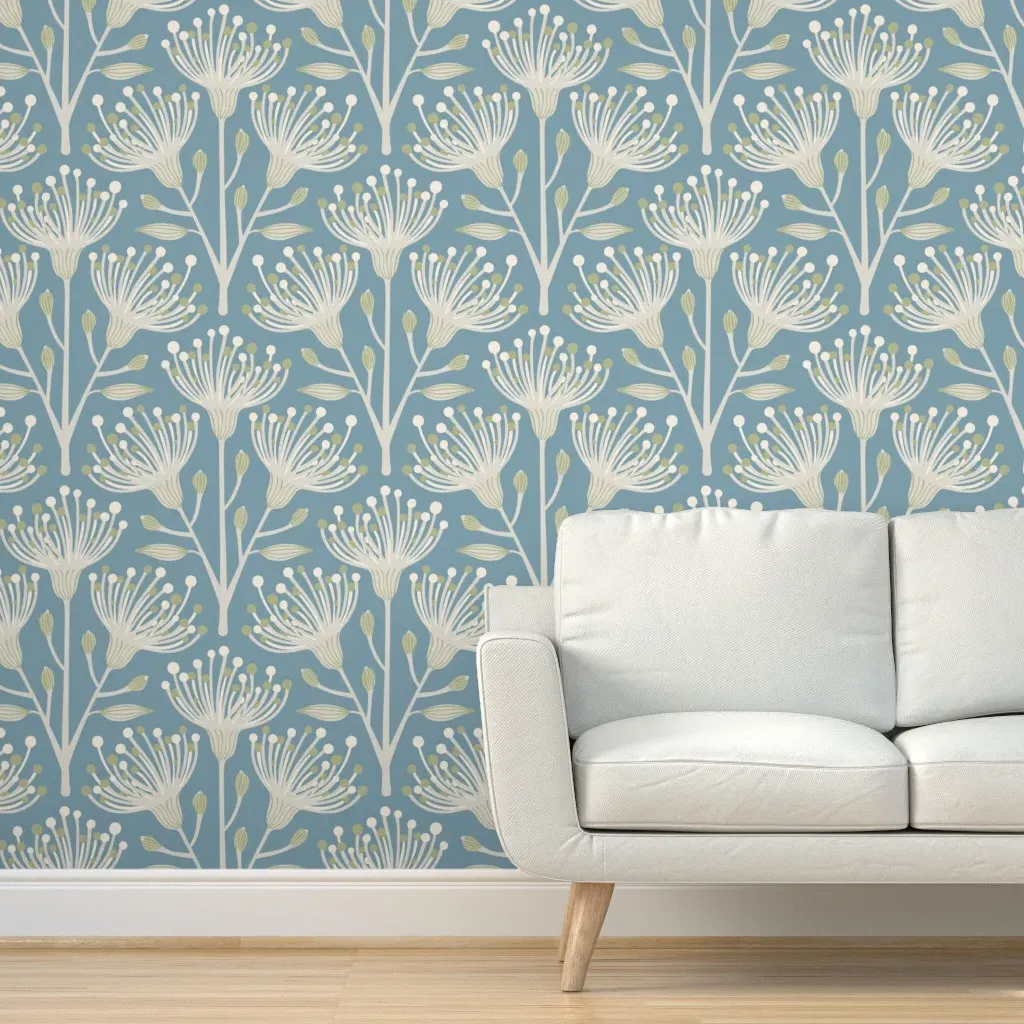 Australian Eucalyptus Floral Botanical Peel and Stick Wallpaper - Blue, Green product
