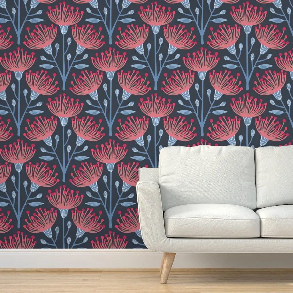 Australian Eucalyptus Floral Peel and Stick Wallpaper - Pink, Red product