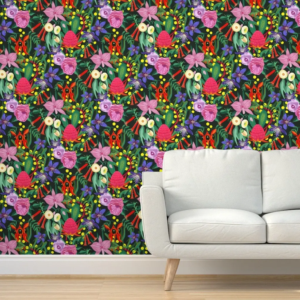 Australian Florals Peel and Stick Wallpaper - Red product