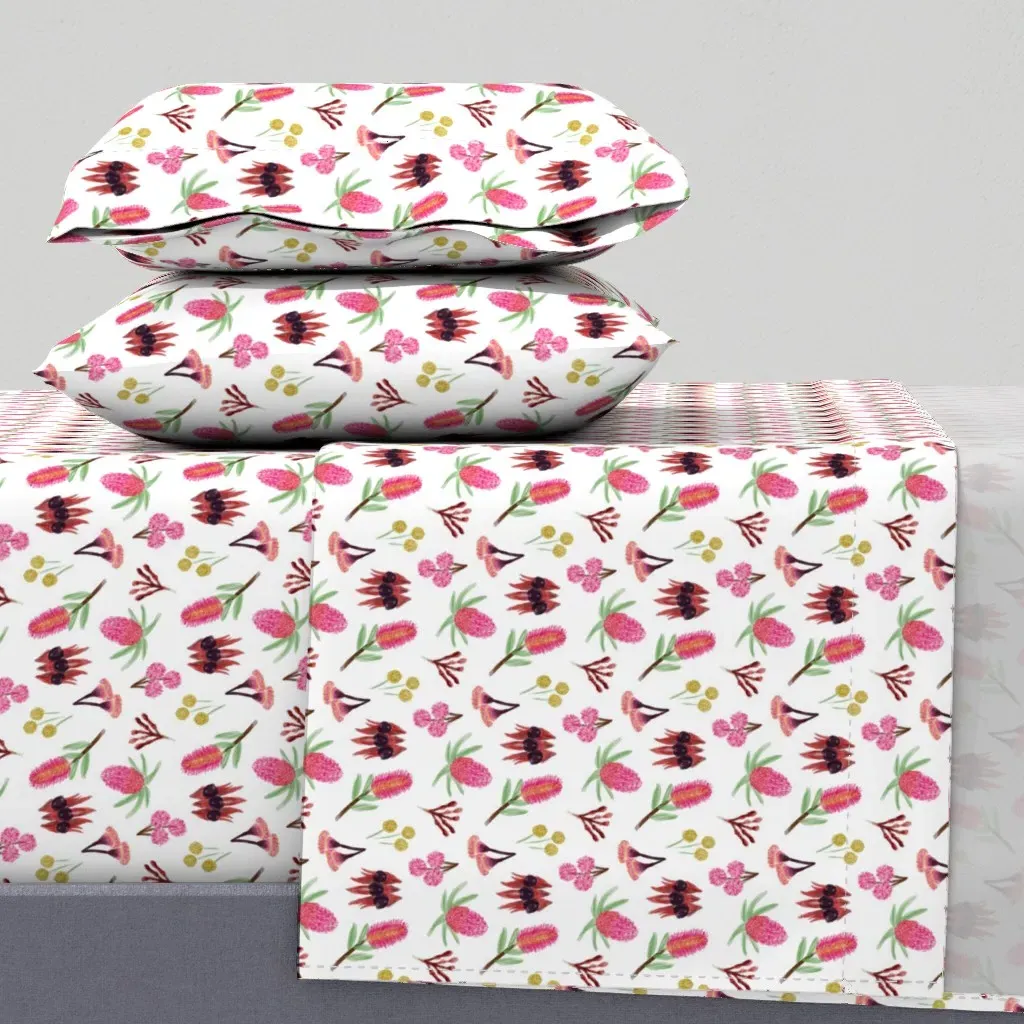 Australian Native Florals King Sheet Set - Pink product