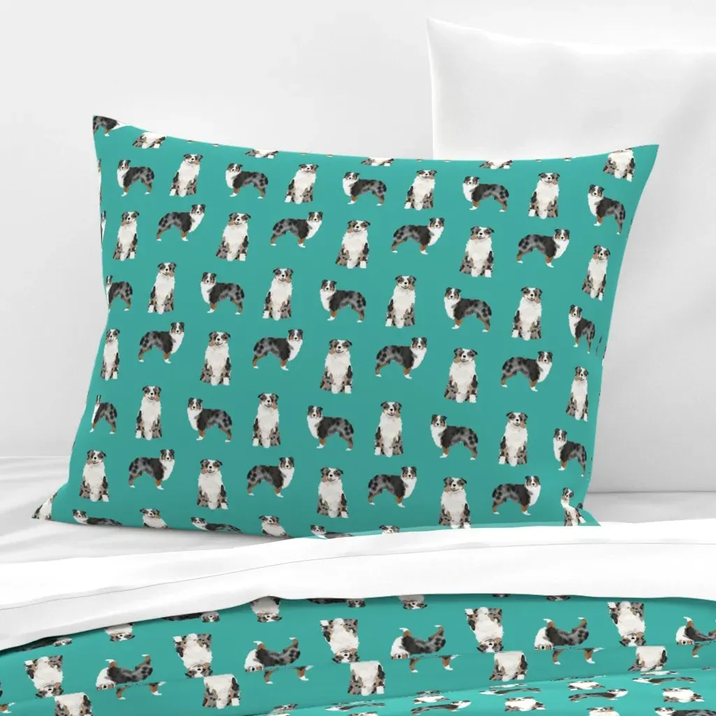 Australian Shepherd Blue Merle Standard Cushion Cover - Teal, Cotton product
