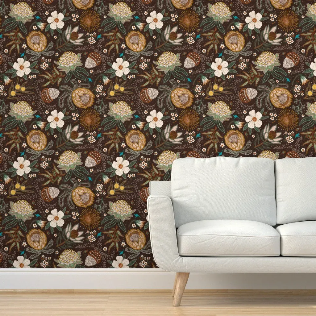 Australian Tribal Blooms Peel and Stick Wallpaper - Gold product
