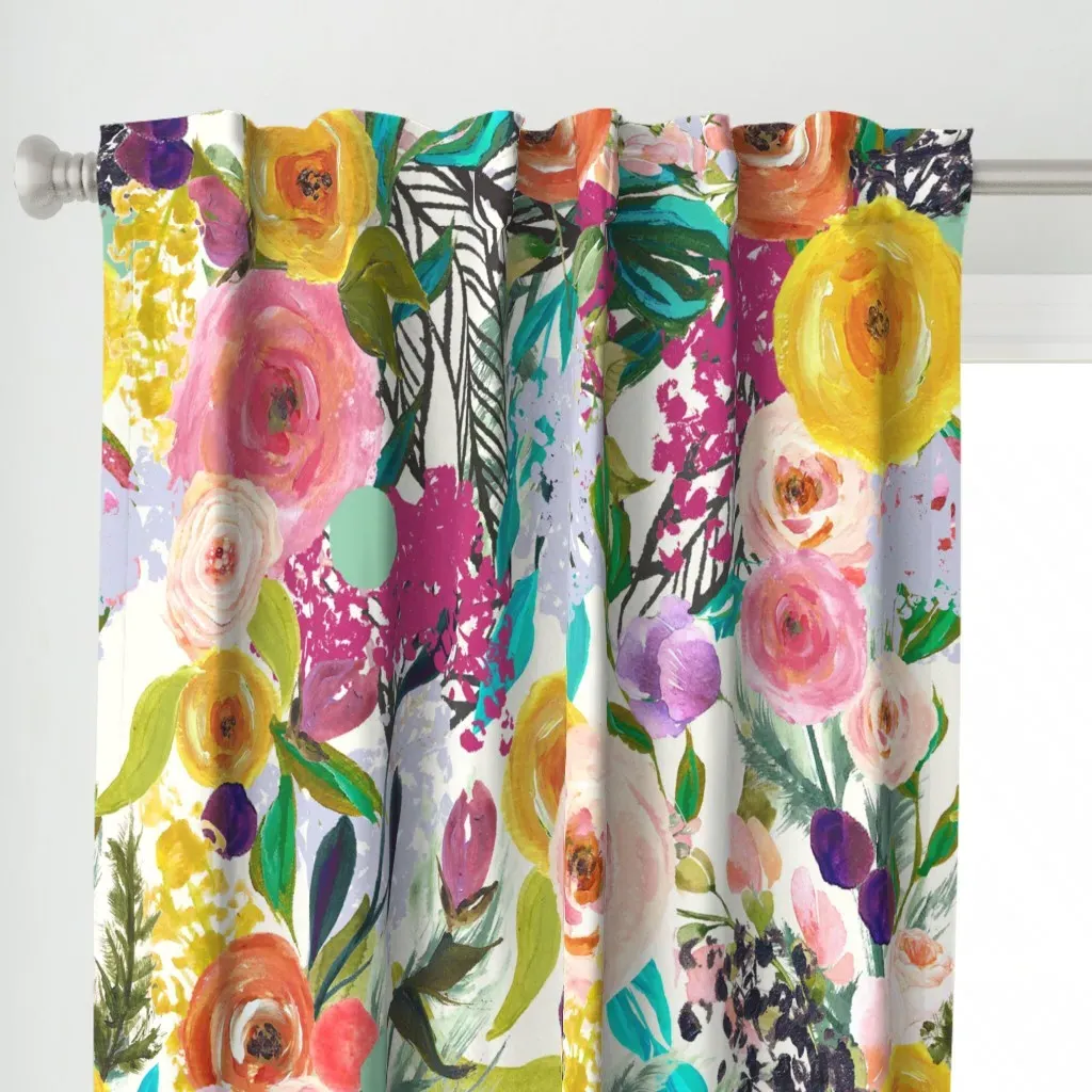 Autumn Blooms Curtain Panel - Pink alternate view