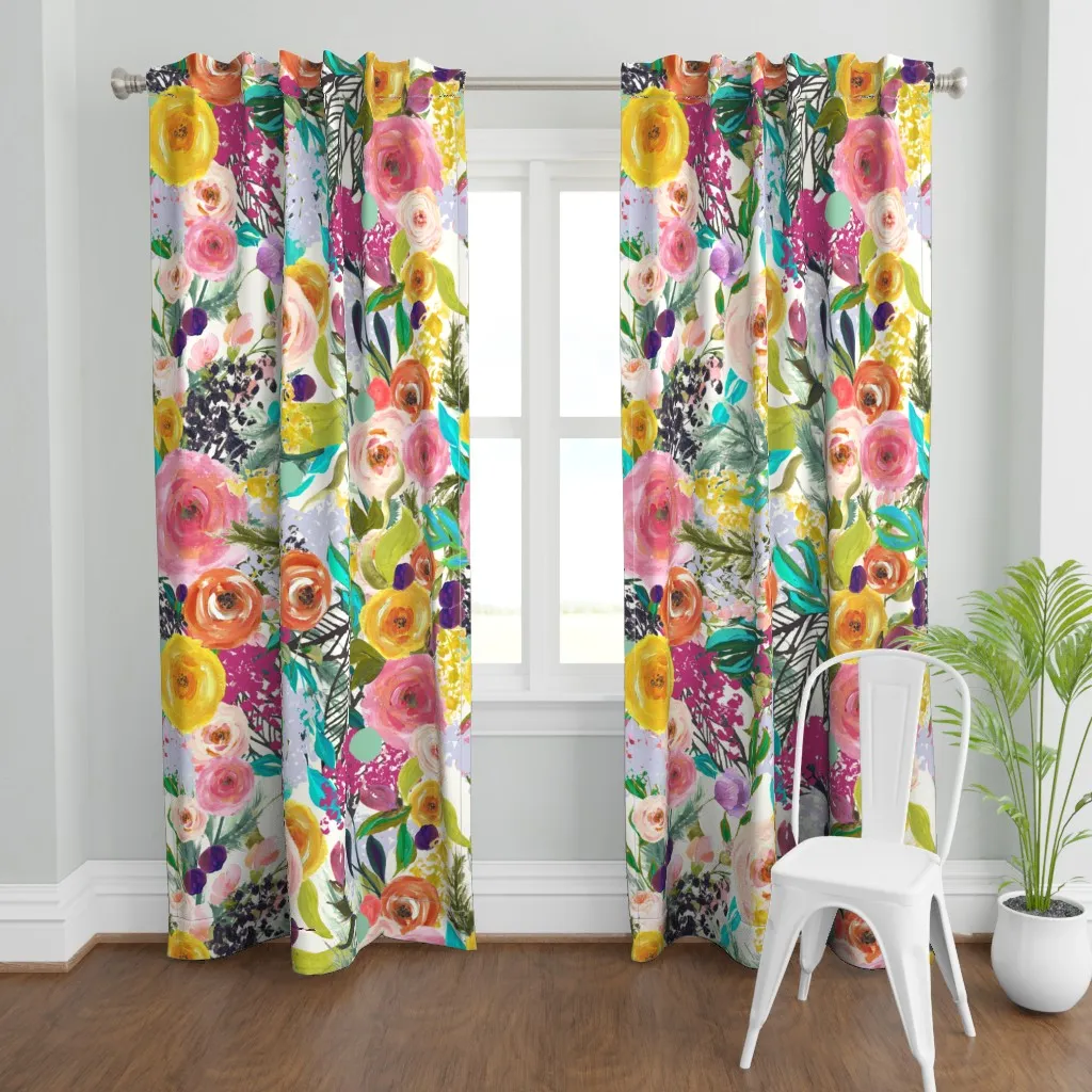 Autumn Blooms Curtain Panel - Pink product