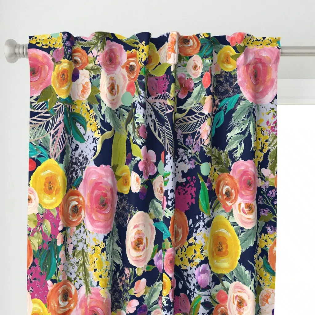 Autumn Blooms Florals Curtain Panel - Pink alternate view