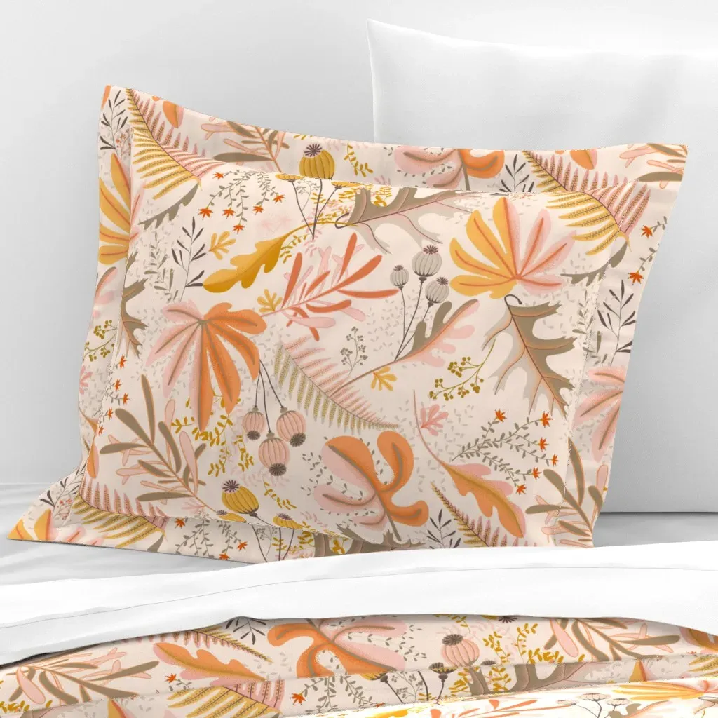 Autumn Botanicals Garabateo Standard Flanged Cushion Cover - Orange, Cotton Sateen product