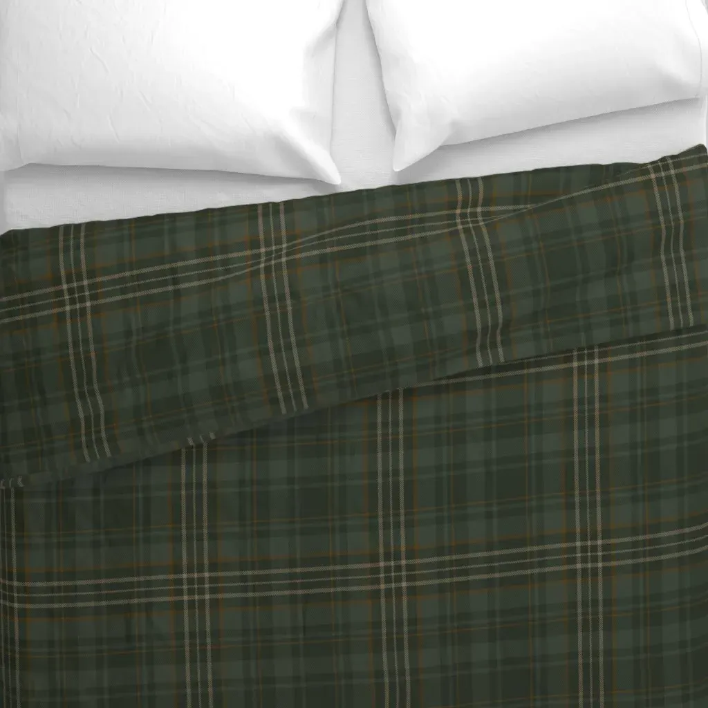 Autumn Country Tartan Plaid Duvet Cover - Olive Green alternate view
