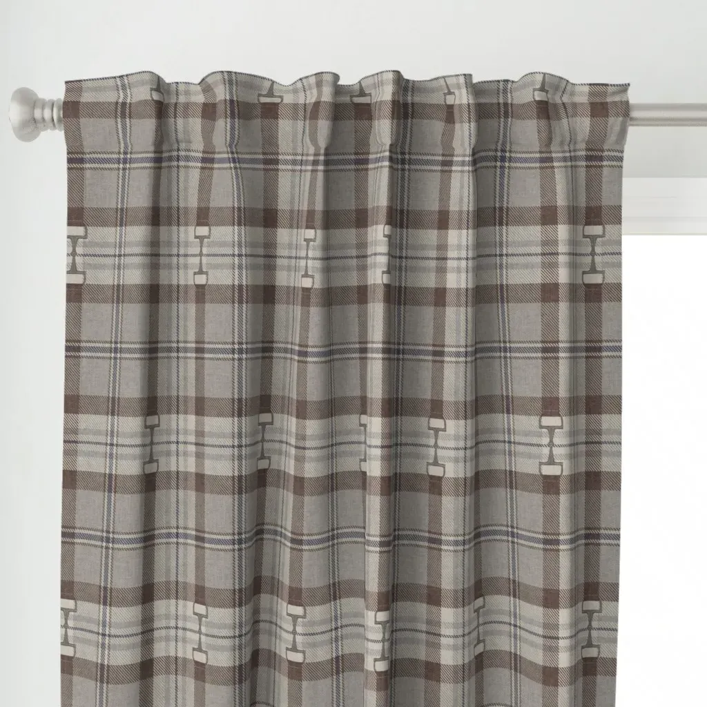Autumn Equestrian Plaid Curtain Panel - Brown alternate view