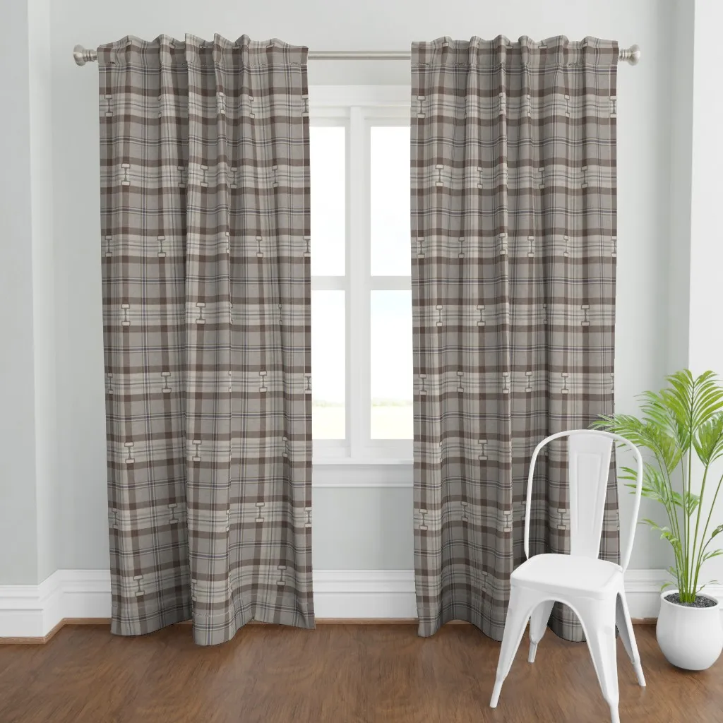 Autumn Equestrian Plaid Curtain Panel - Brown product