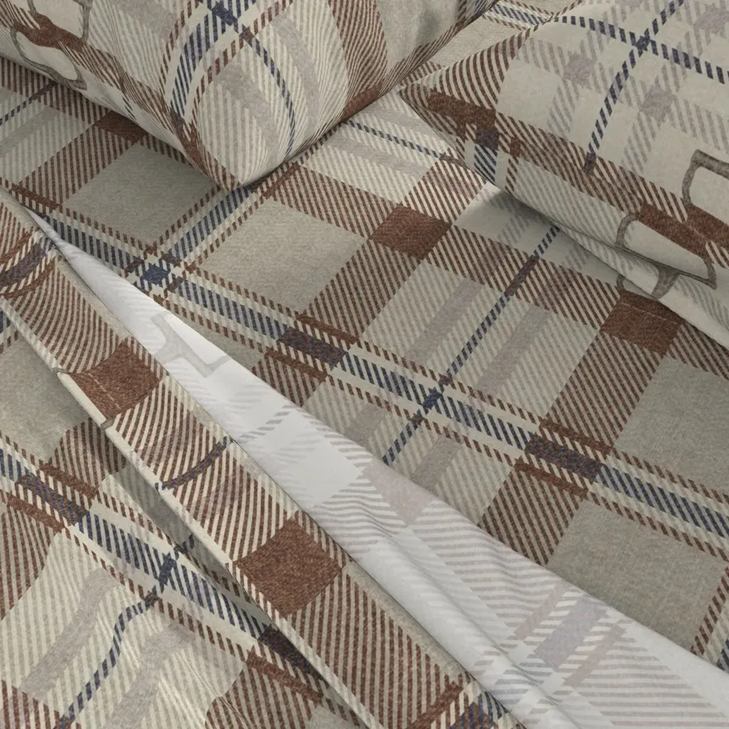 Autumn Equestrian Plaid Horse Bit King Sheet Set - Brown alternate view