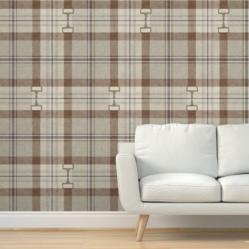Autumn Equestrian Plaid Peel and Stick Wallpaper - Camel Brown, Cream product