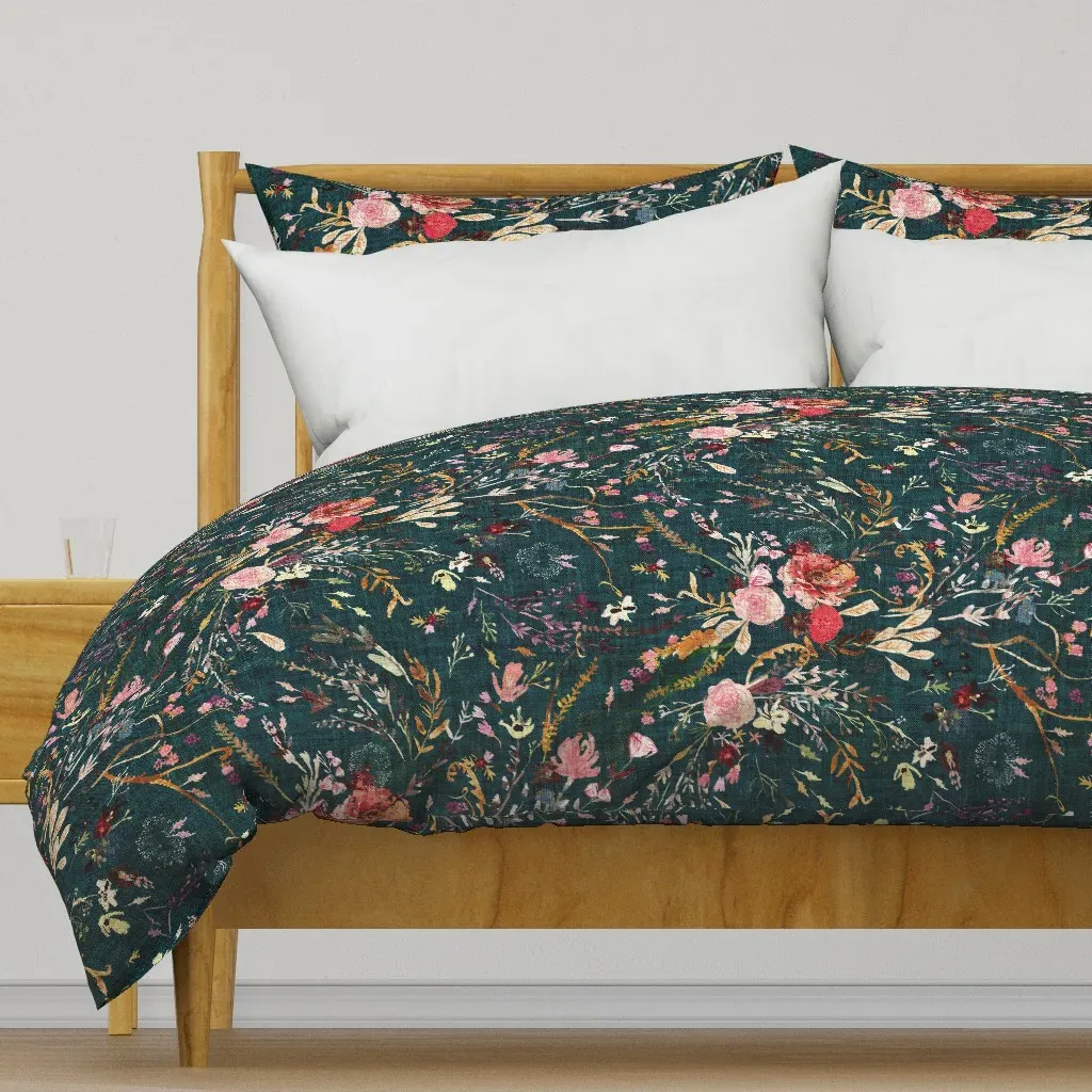 Autumn Fable Floral Duvet Cover - Teal product