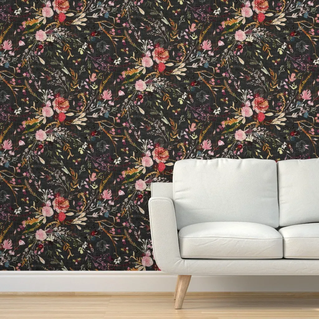 Autumn Fable Floral Peel and Stick Wallpaper - Charcoal product