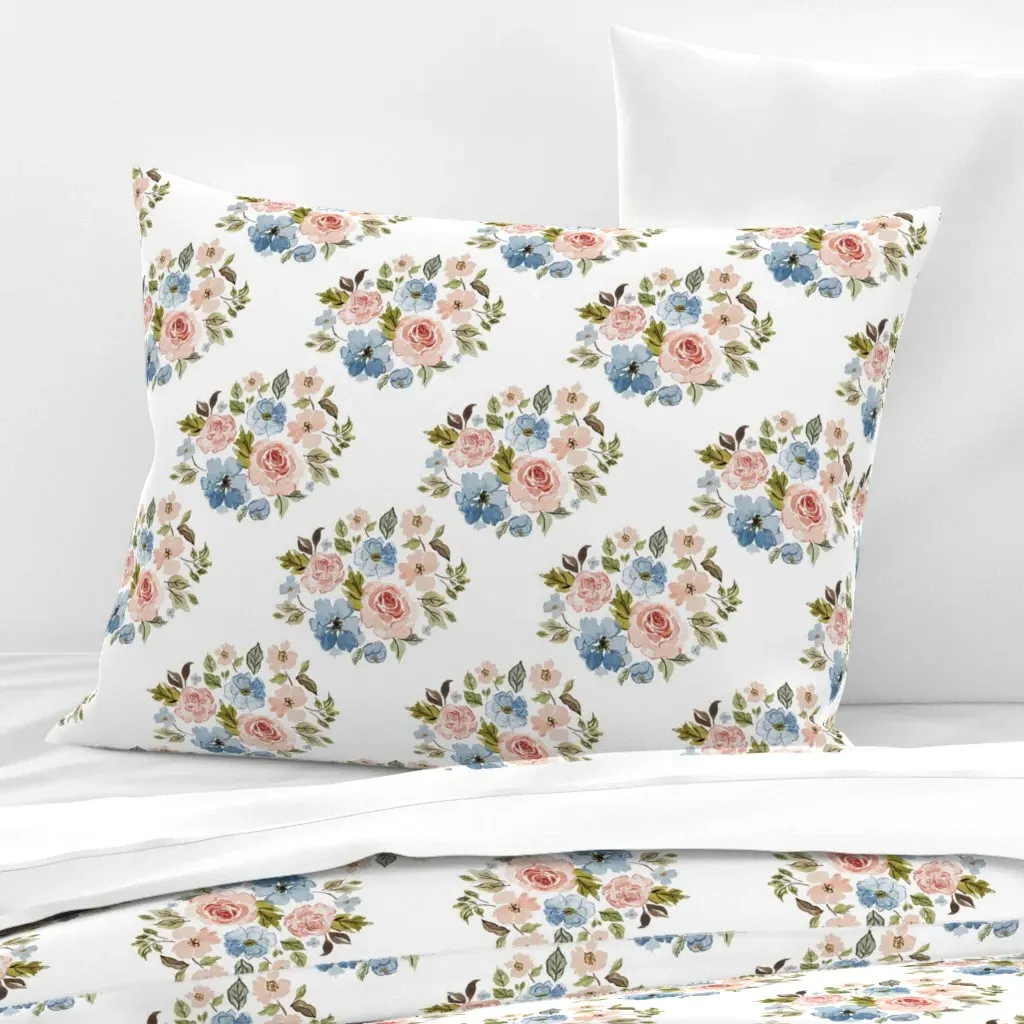 Autumn Garden Bouquet Standard Pillow - Blush Pink, Cotton Sateen product