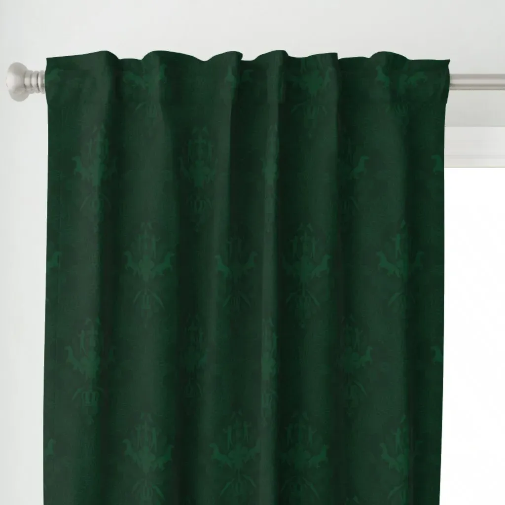 Autumn Hunt Club Damask Curtain Panel - Dark Green alternate view
