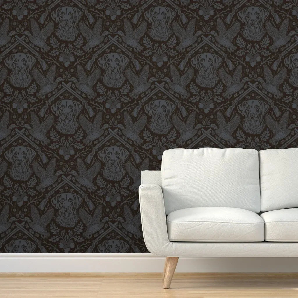 Autumn Hunt Club Dog Crest Peel and Stick Wallpaper - Davy's Grey product