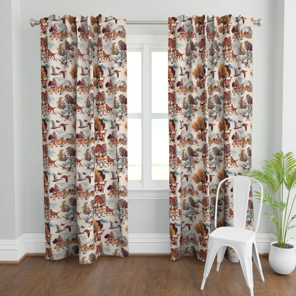 Autumn Hunt Club Dogs Curtain Panel - Brown product