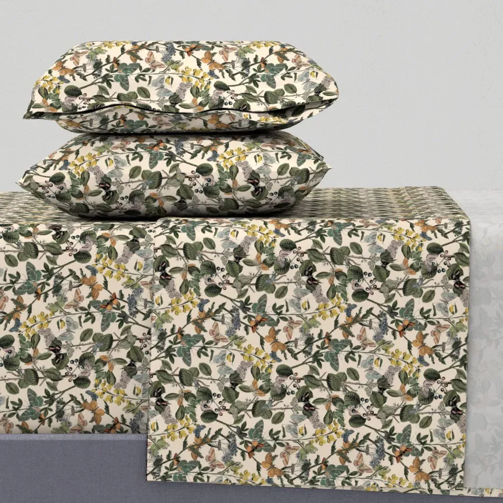 Autumn In The Butterflies' Garden Twin Sheet Set - Green product