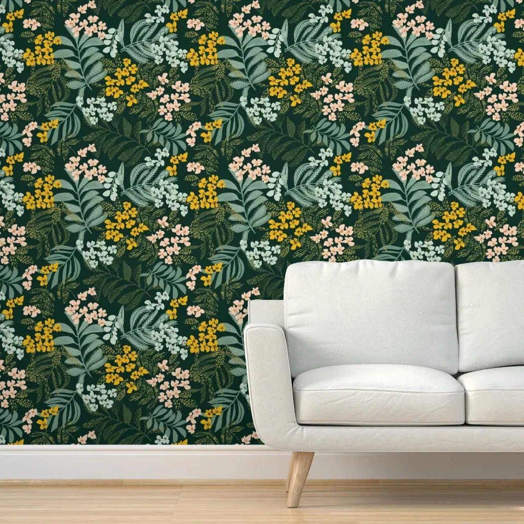 Autumn Leaves Peel and Stick Wallpaper - Emerald Green product