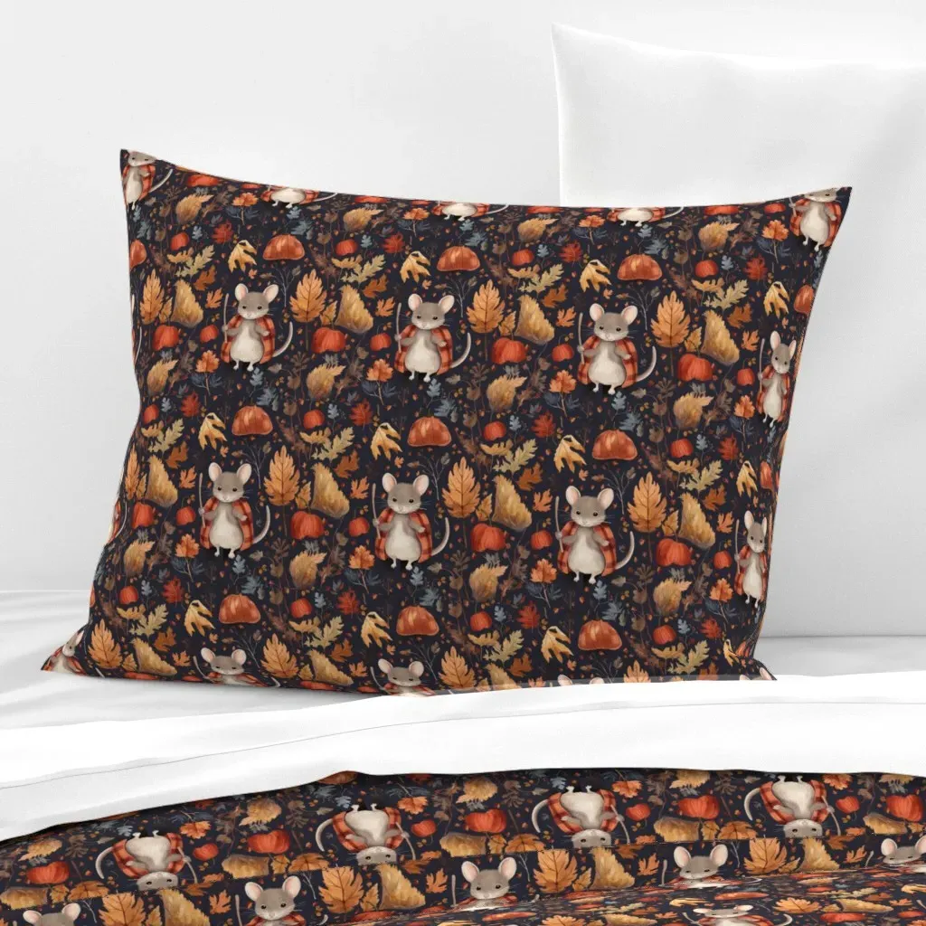 Autumn Mouse Wide Standard Knife Edge Cushion - Gray, Cotton Sateen product