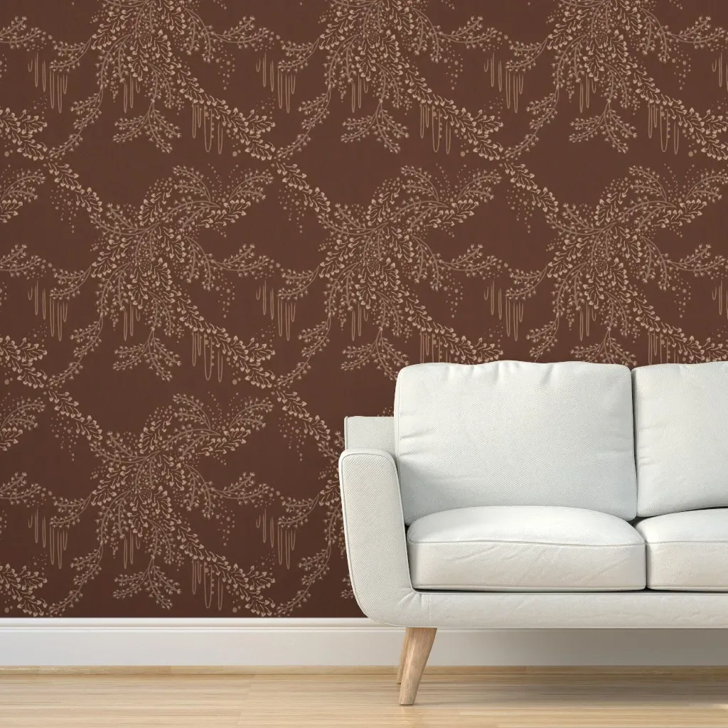 Autumn Mushroom Hunting Peel and Stick Wallpaper - Terracotta product
