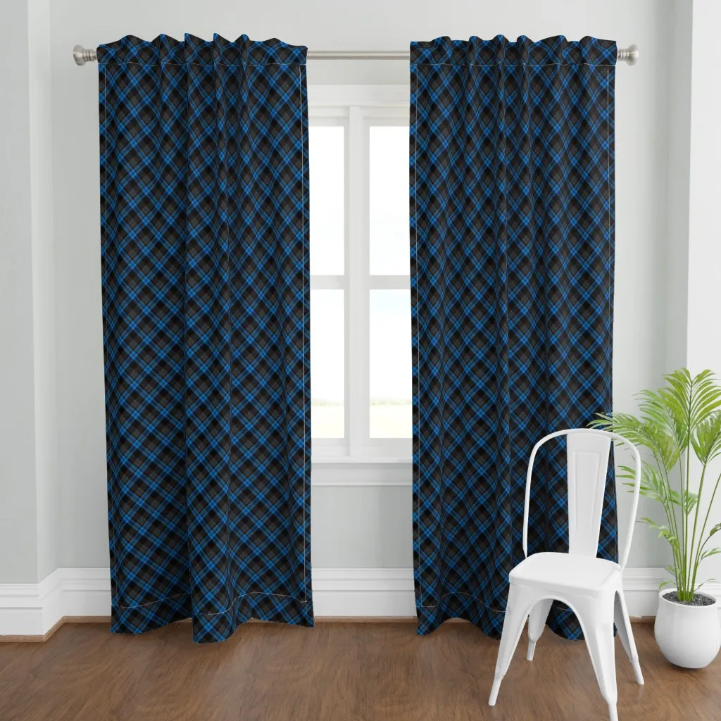Autumn Plaid Curtain Panel - Blue product