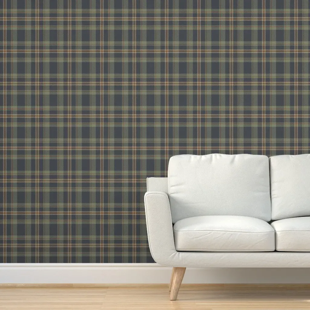 Autumn Woven Plaid Peel and Stick Wallpaper - Navy, Brown product