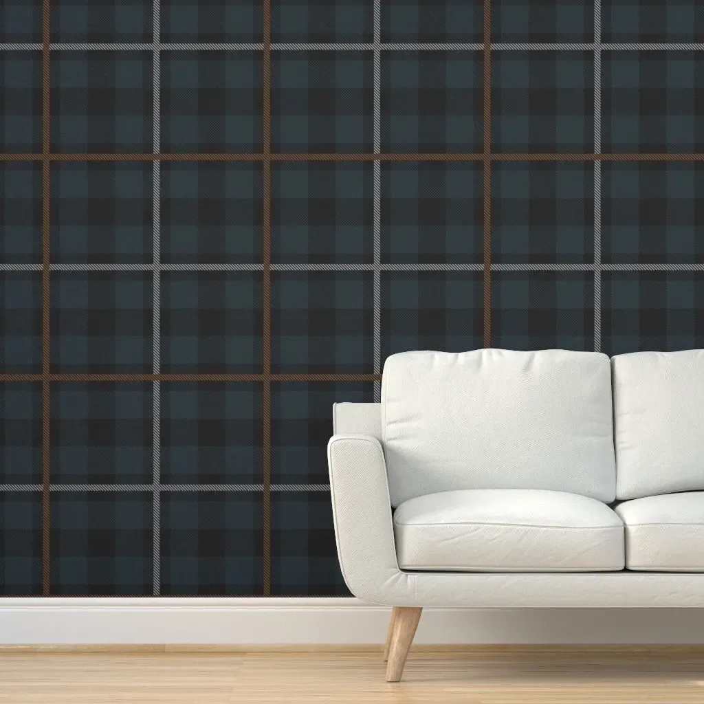 Autumnal Plaid Check Peel and Stick Wallpaper - Navy Blue product