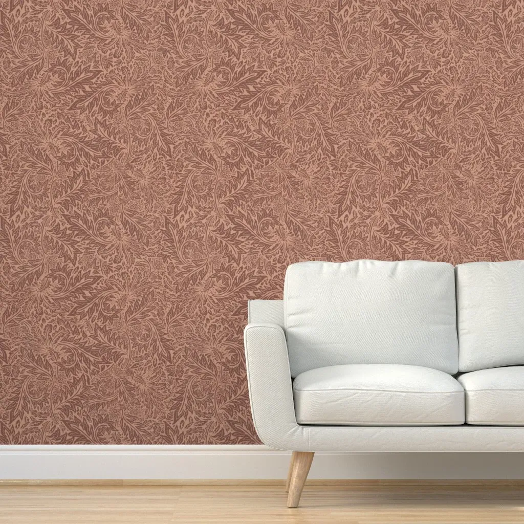 Ava Art Nouveau Willow Leaves Peel and Stick Wallpaper - Dusty Rose product