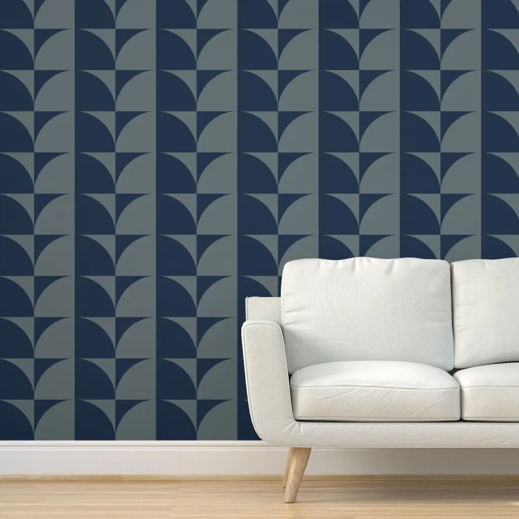 Avery Mid Century Geometric Peel and Stick Wallpaper - Navy Blue product