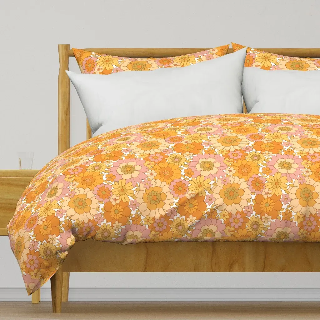 Avery Retro Floral Duvet Cover - Orange product
