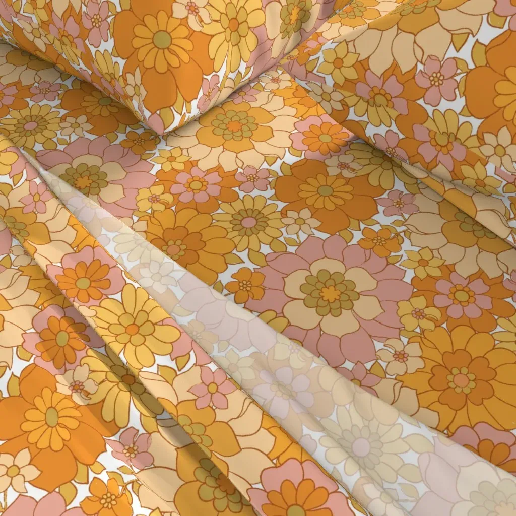 Avery Retro Floral Queen Sheet Set - Orange alternate view