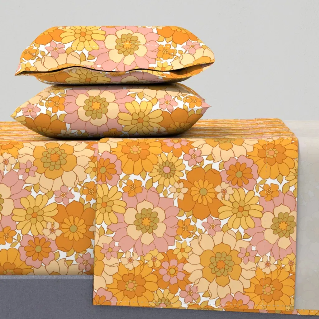 Avery Retro Floral Queen Sheet Set - Orange product