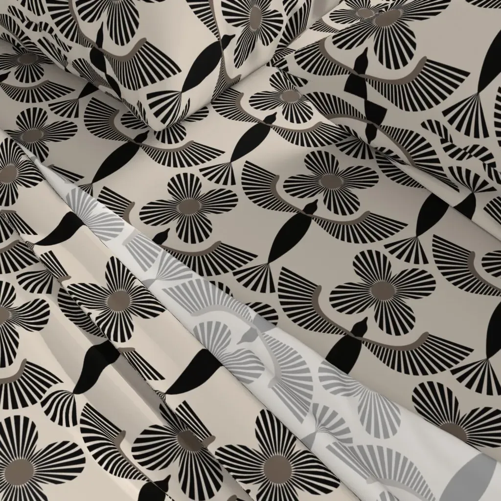 Avian Bold Birds Minimal Color Queen Sheet Set - Black alternate view