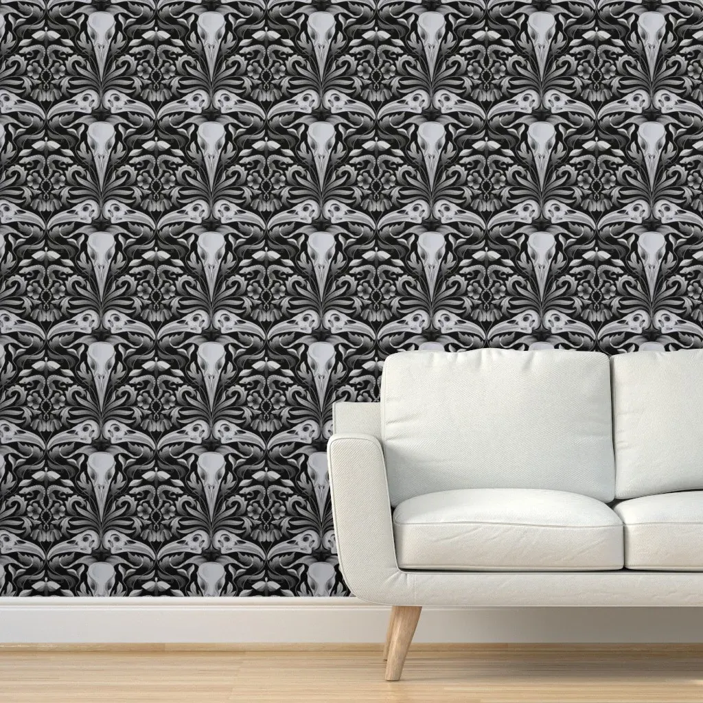 Avian Dreamscape Peel and Stick Wallpaper - Grey product