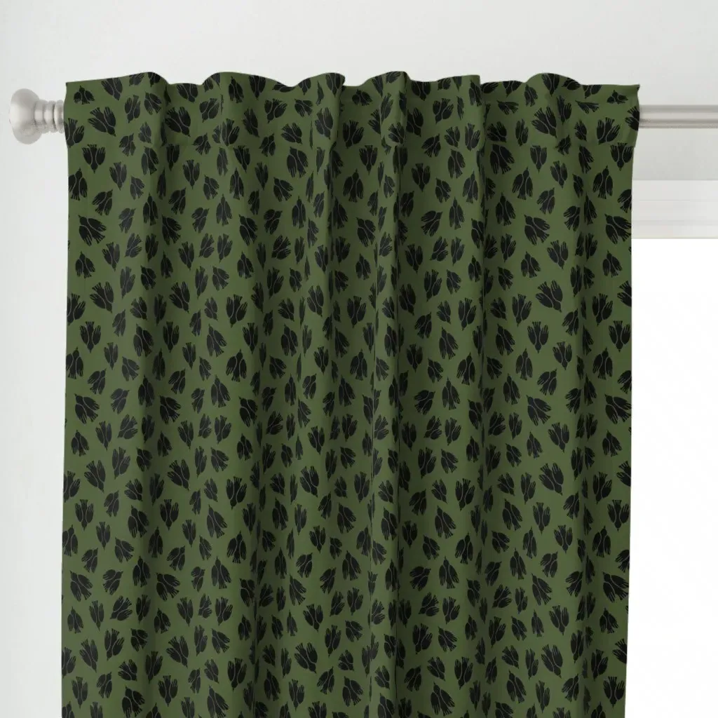 Avian Moody Olive Green Curtain Panel - Black alternate view