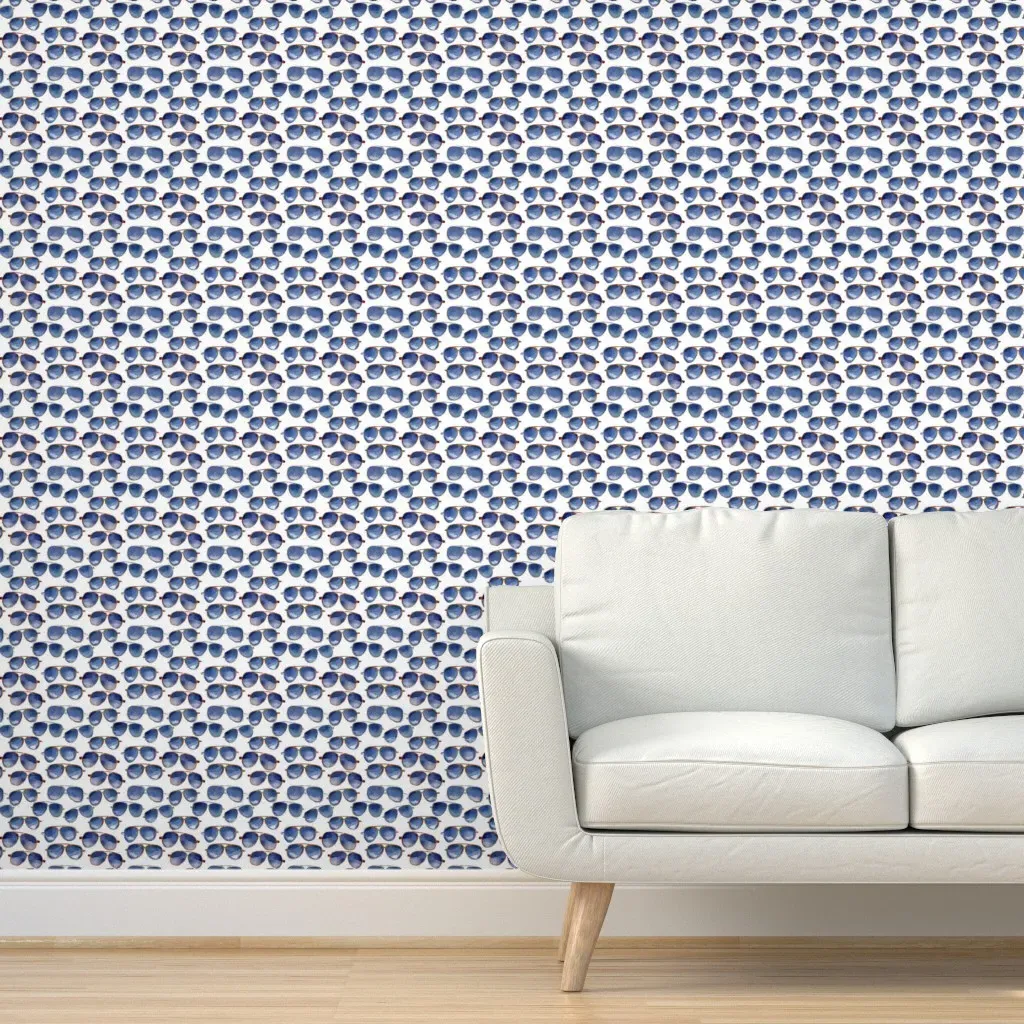 Aviator Sunglasses Peel and Stick Wallpaper - Blue product