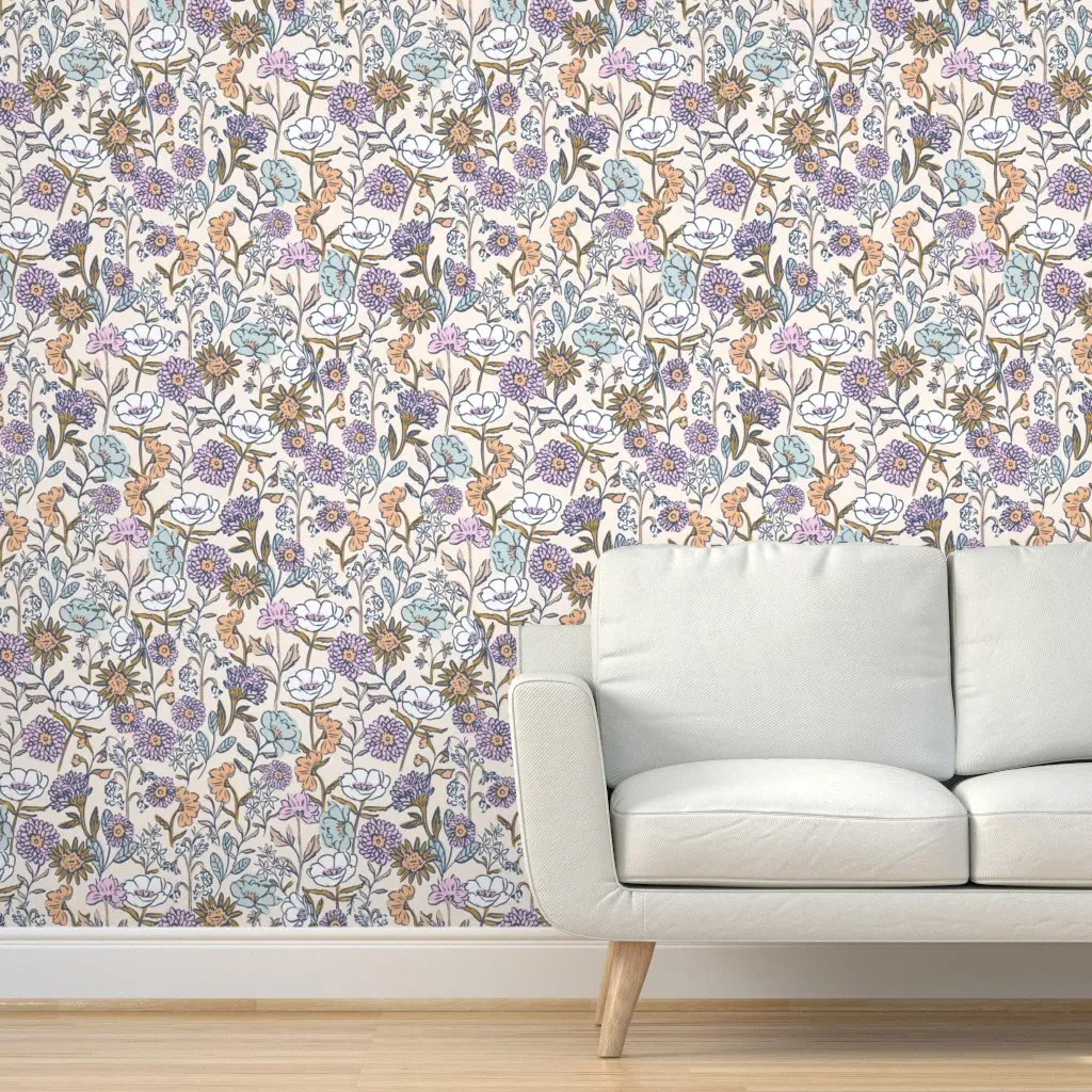 Avie-Florals Jumbo Peel and Stick Wallpaper - Lavender product