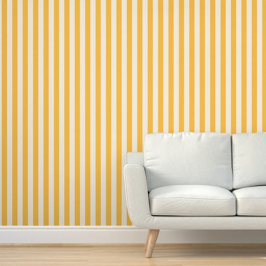 Awning Beach Stripes Medium Peel and Stick Wallpaper - Golden Yellow product