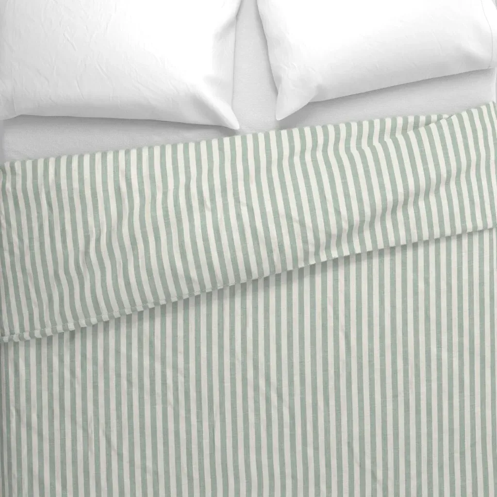 Awning Stripe Duvet Cover - Sage Green alternate view