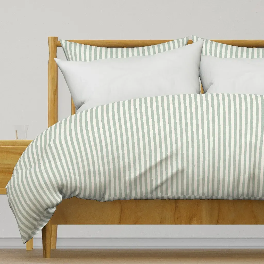 Awning Stripe Duvet Cover - Sage Green product