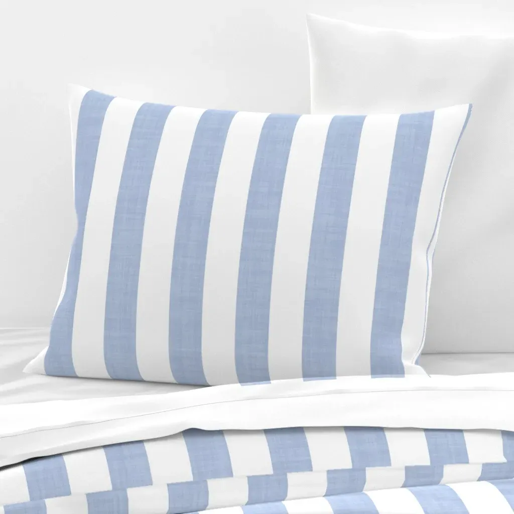 Awning Stripe Standard Knife Edge Cushion Cover - Blue, Cotton Sateen product