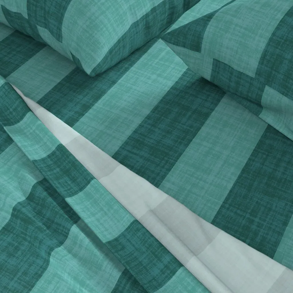 Awning Stripes Linen Texture Twin Sheet Set - Teal alternate view