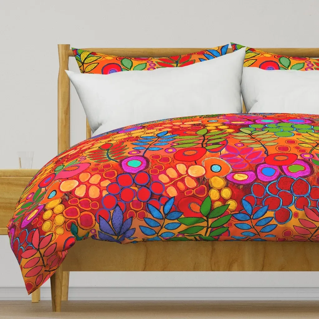 Az Garden Flowers Design Duvet Cover - Red-Orange product