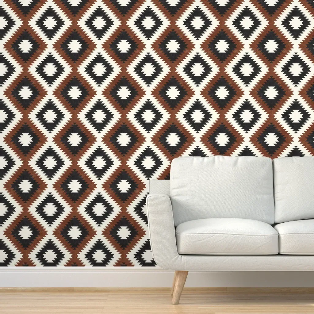 Aztec Neutrals Peel and Stick Wallpaper - Burnt Orange product